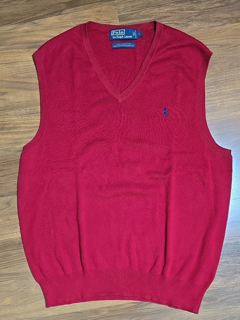 Polo by Ralph Lauren Pima Cotton Crimson V-Neck Sweater Vest